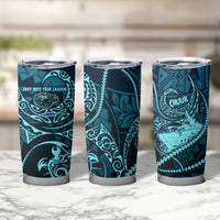 Chuuk Deep Into Truk Lagoon Tumbler Cup Polynesian Tribal Pattern Wreck Diving Teal Ship Art