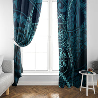 Chuuk Deep Into Truk Lagoon Window Curtain Polynesian Tribal Pattern Wreck Diving Teal Ship Art