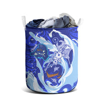Chuuk Micronesian Roots Laundry Basket Polynesian Tribal Pattern Hibiscus Flower And Stingray Art