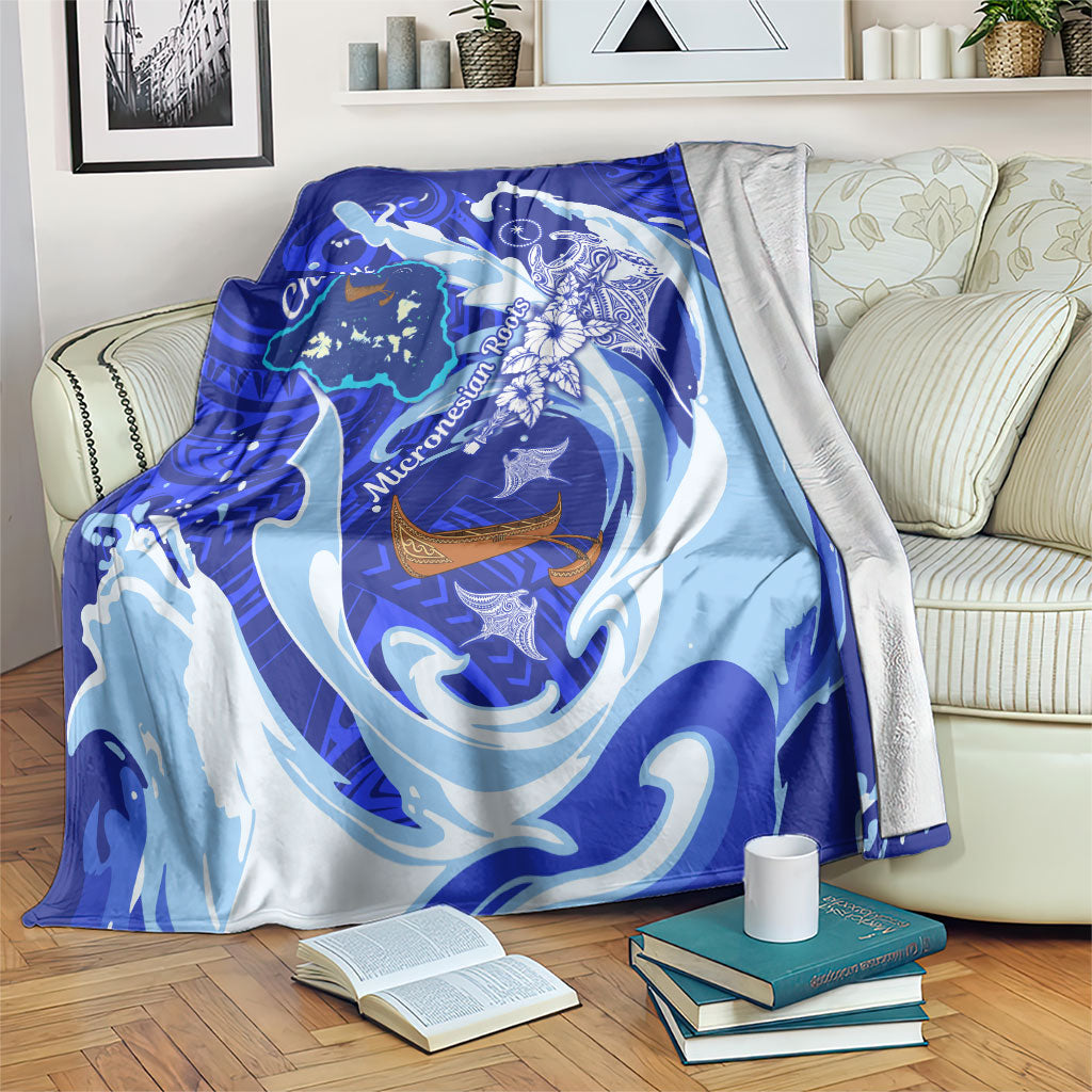 Chuuk Micronesian Roots Blanket Polynesian Tribal Pattern Hibiscus Flower And Stingray Art
