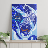 Chuuk Micronesian Roots Canvas Wall Art Polynesian Tribal Pattern Hibiscus Flower And Stingray Art