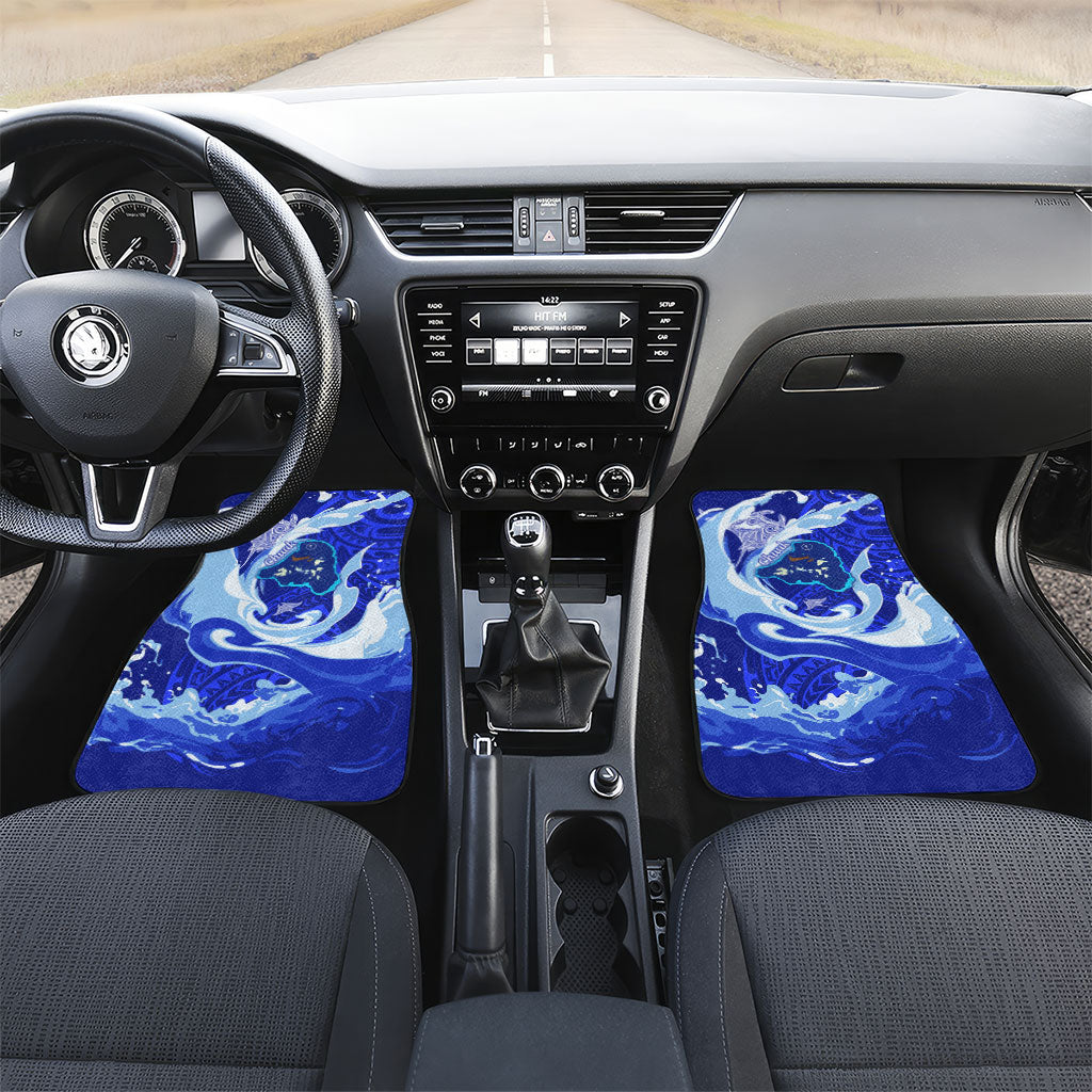 Chuuk Micronesian Roots Car Mats Polynesian Tribal Pattern Hibiscus Flower And Stingray Art