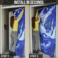 Chuuk Micronesian Roots Door Cover Polynesian Tribal Pattern Hibiscus Flower And Stingray Art