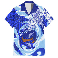 Chuuk Micronesian Roots Family Matching Long Sleeve Bodycon Dress and Hawaiian Shirt Polynesian Tribal Pattern Hibiscus Flower And Stingray Art