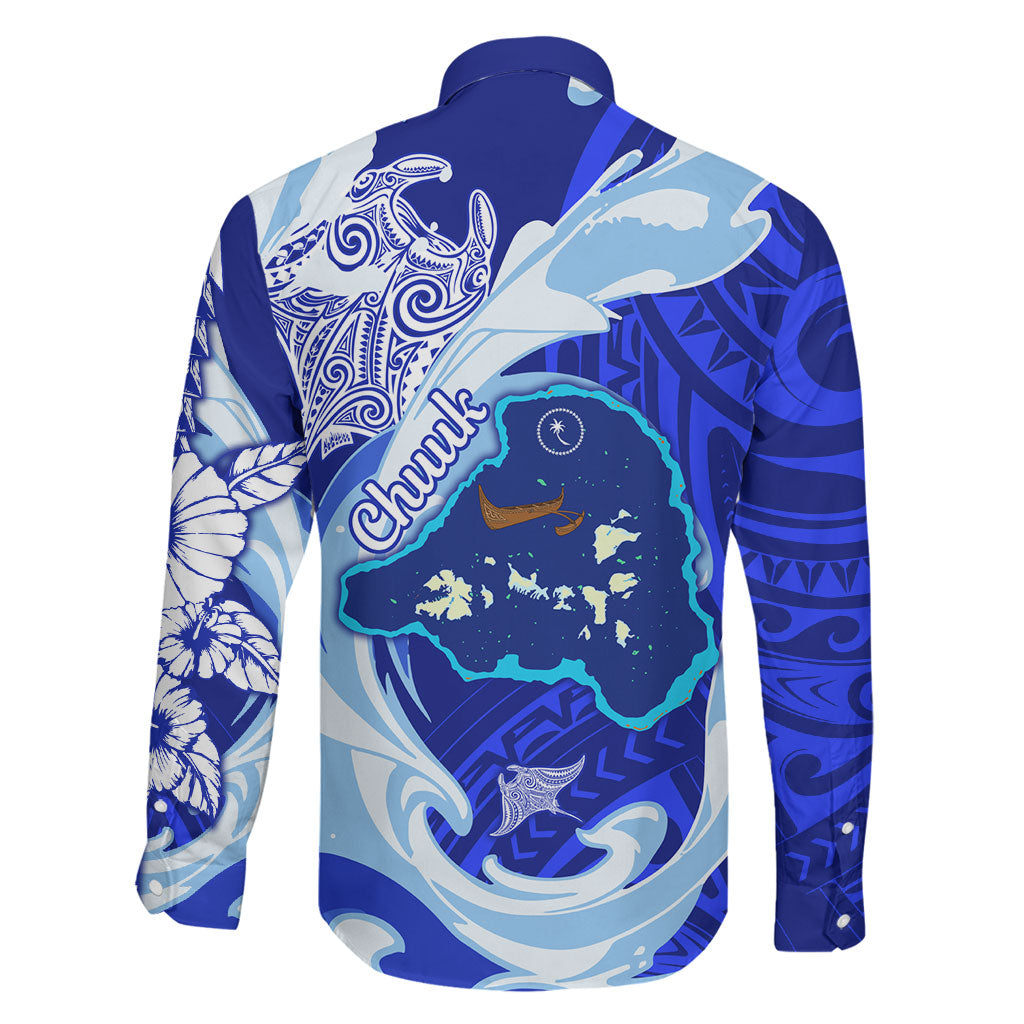 Chuuk Micronesian Roots Family Matching Off The Shoulder Long Sleeve Dress and Hawaiian Shirt Polynesian Tribal Pattern Hibiscus Flower And Stingray Art