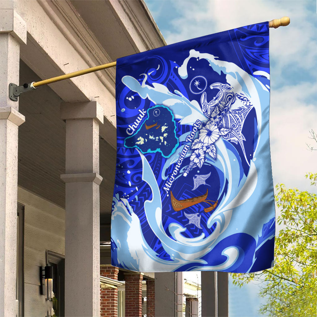 Chuuk Micronesian Roots Garden Flag Polynesian Tribal Pattern Hibiscus Flower And Stingray Art