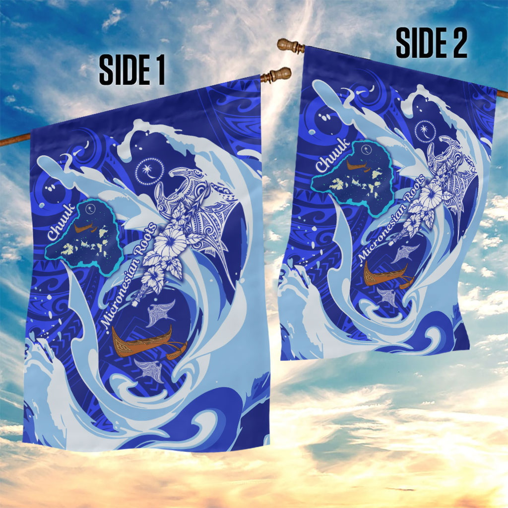 Chuuk Micronesian Roots Garden Flag Polynesian Tribal Pattern Hibiscus Flower And Stingray Art