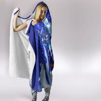 Chuuk Micronesian Roots Hooded Blanket Polynesian Tribal Pattern Hibiscus Flower And Stingray Art