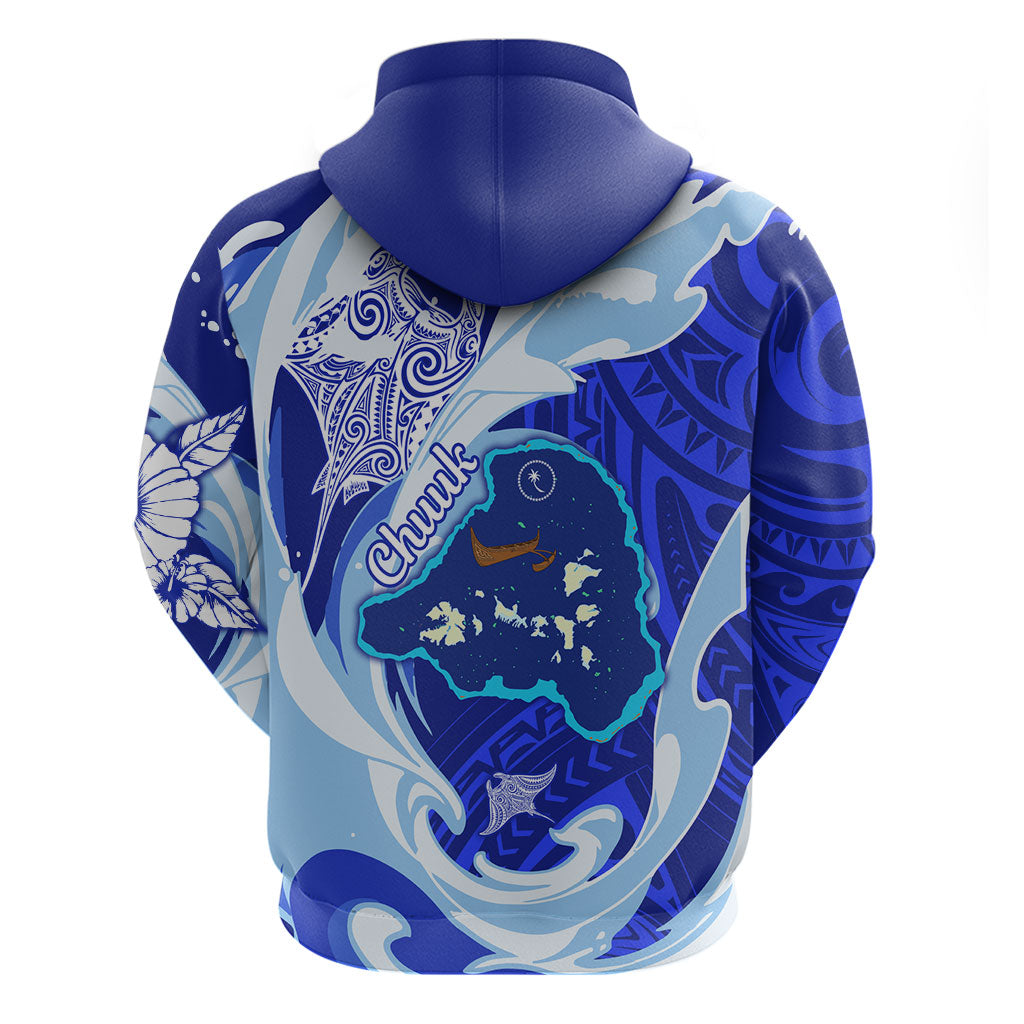 Chuuk Micronesian Roots Hoodie Polynesian Tribal Pattern Hibiscus Flower And Stingray Art