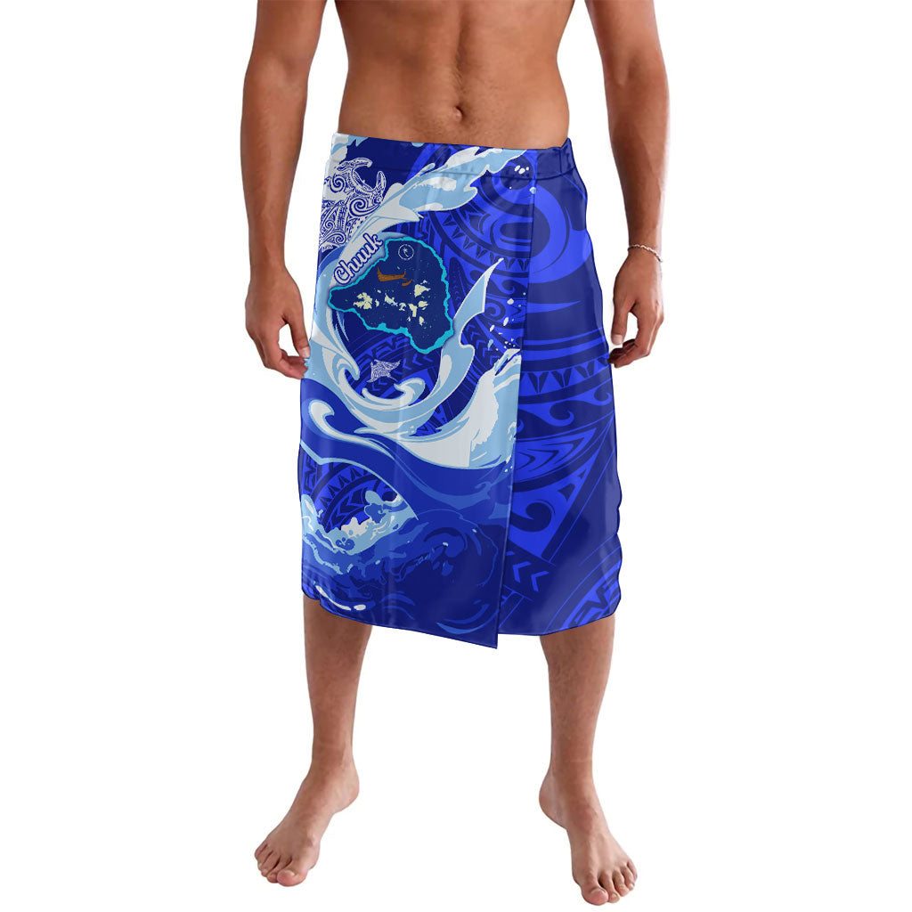 Chuuk Micronesian Roots Lavalava Polynesian Tribal Pattern Hibiscus Flower And Stingray Art TS04 Blue White - Polynesian Pride