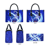 Chuuk Micronesian Roots Leather Bag Polynesian Tribal Pattern Hibiscus Flower And Stingray Art