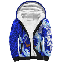 Chuuk Micronesian Roots Sherpa Hoodie Polynesian Tribal Pattern Hibiscus Flower And Stingray Art
