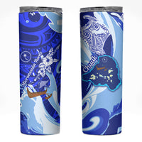 Chuuk Micronesian Roots Skinny Tumbler Polynesian Tribal Pattern Hibiscus Flower And Stingray Art