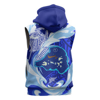 Chuuk Micronesian Roots Sleeveless Hoodie Polynesian Tribal Pattern Hibiscus Flower And Stingray Art