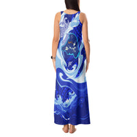 Chuuk Micronesian Roots Tank Maxi Dress Polynesian Tribal Pattern Hibiscus Flower And Stingray Art