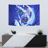 Chuuk Micronesian Roots Tapestry Polynesian Tribal Pattern Hibiscus Flower And Stingray Art