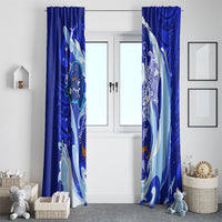 Chuuk Micronesian Roots Window Curtain Polynesian Tribal Pattern Hibiscus Flower And Stingray Art