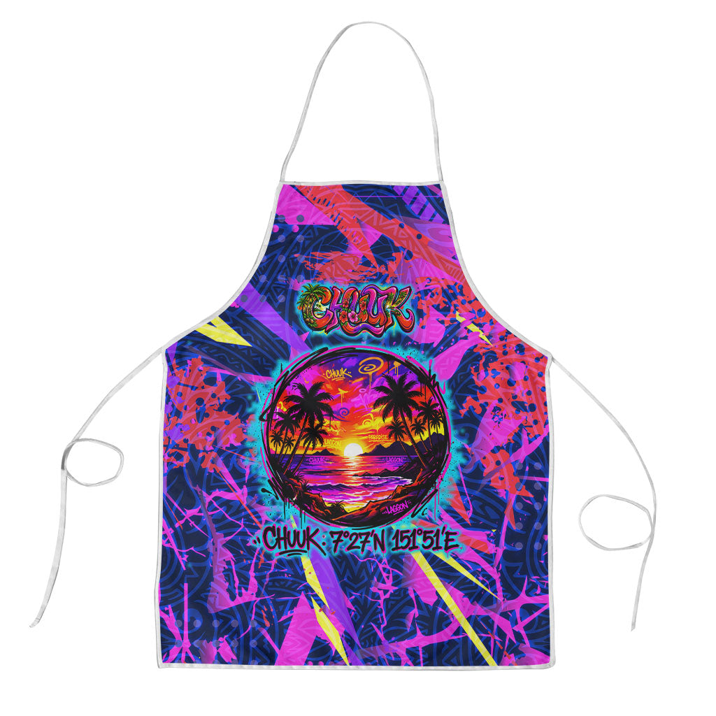 Chuuk Tropical Sunset Coordinates Apron Neon Graffiti Polynesian Tribal TS04 Purple Pink - Polynesian Pride