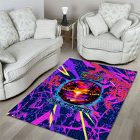 Chuuk Tropical Sunset Coordinates Area Rug Neon Graffiti Polynesian Tribal