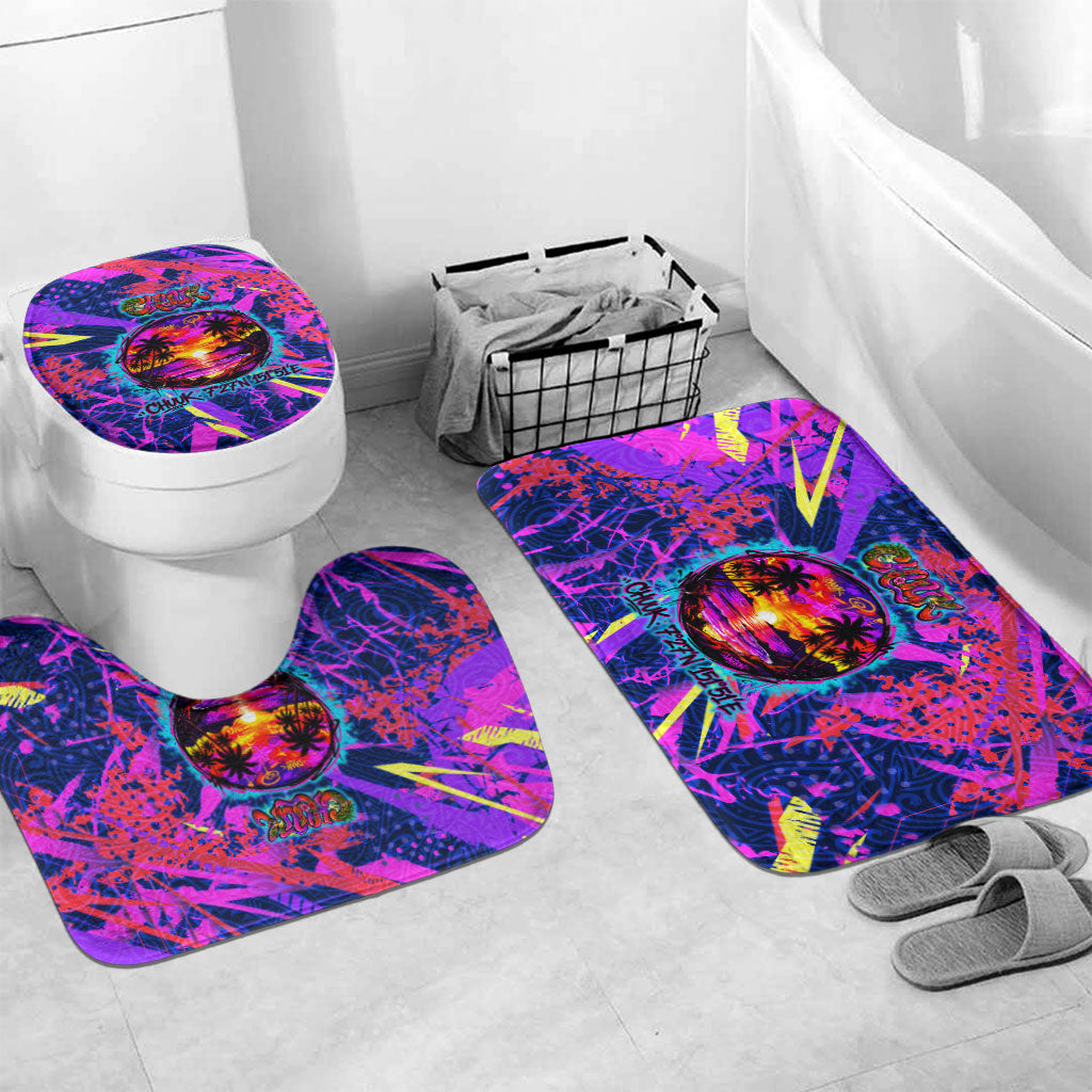 Chuuk Tropical Sunset Coordinates Bathroom Set Neon Graffiti Polynesian Tribal