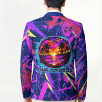 Chuuk Tropical Sunset Coordinates Blazer Neon Graffiti Polynesian Tribal