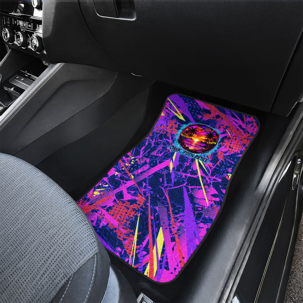 Chuuk Tropical Sunset Coordinates Car Mats Neon Graffiti Polynesian Tribal