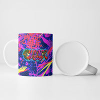 Chuuk Tropical Sunset Coordinates Ceramic Mug Neon Graffiti Polynesian Tribal