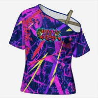 Chuuk Tropical Sunset Coordinates Cross Shoulder Shirt Neon Graffiti Polynesian Tribal
