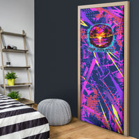 Chuuk Tropical Sunset Coordinates Door Cover Neon Graffiti Polynesian Tribal
