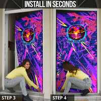 Chuuk Tropical Sunset Coordinates Door Cover Neon Graffiti Polynesian Tribal