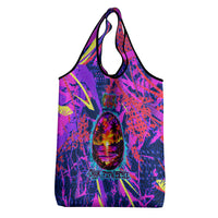 Chuuk Tropical Sunset Coordinates Grocery Bag Neon Graffiti Polynesian Tribal