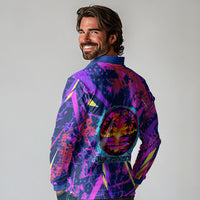 Chuuk Tropical Sunset Coordinates Long Sleeve Polo Shirt Neon Graffiti Polynesian Tribal