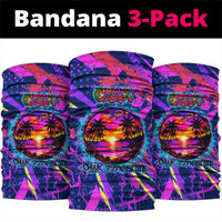 Chuuk Tropical Sunset Coordinates Neck Gaiter Neon Graffiti Polynesian Tribal