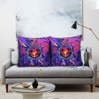 Chuuk Tropical Sunset Coordinates Pillow Cover Neon Graffiti Polynesian Tribal