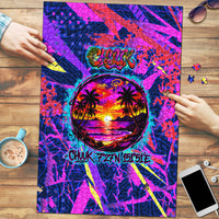 Chuuk Tropical Sunset Coordinates Puzzle Neon Graffiti Polynesian Tribal
