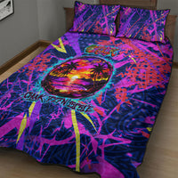 Chuuk Tropical Sunset Coordinates Quilt Bed Set Neon Graffiti Polynesian Tribal