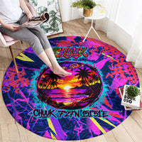 Chuuk Tropical Sunset Coordinates Round Carpet Neon Graffiti Polynesian Tribal