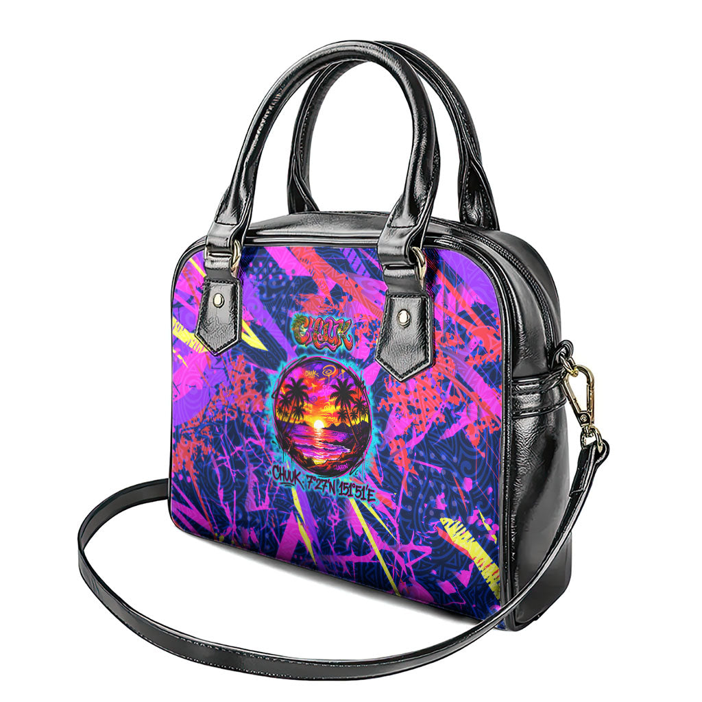 Chuuk Tropical Sunset Coordinates Shoulder Handbag Neon Graffiti Polynesian Tribal