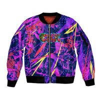 Chuuk Tropical Sunset Coordinates Sleeve Zip Bomber Jacket Neon Graffiti Polynesian Tribal