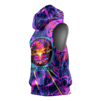 Chuuk Tropical Sunset Coordinates Sleeveless Hoodie Neon Graffiti Polynesian Tribal
