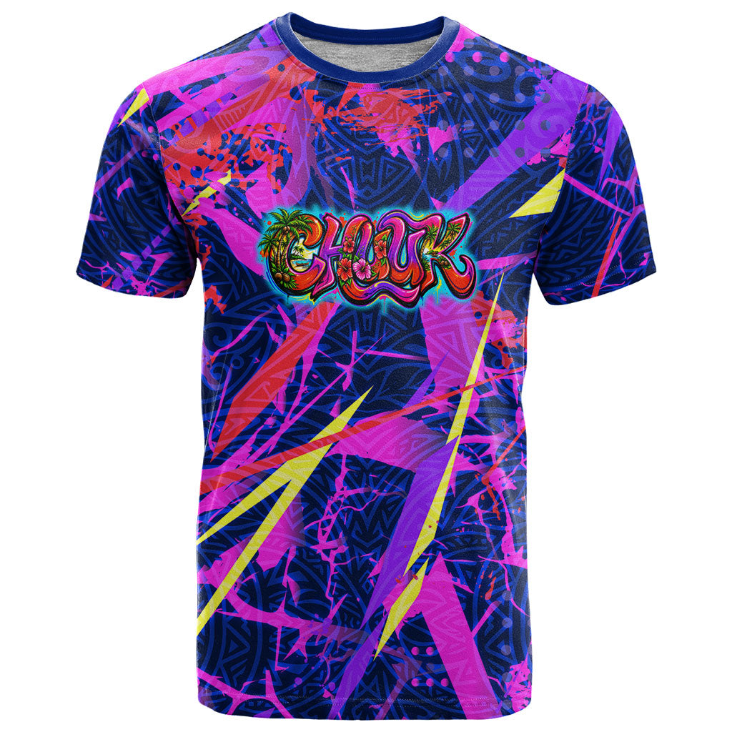 Chuuk Tropical Sunset Coordinates T Shirt Neon Graffiti Polynesian Tribal