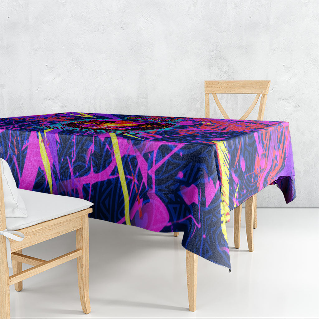 Chuuk Tropical Sunset Coordinates Tablecloth Neon Graffiti Polynesian Tribal