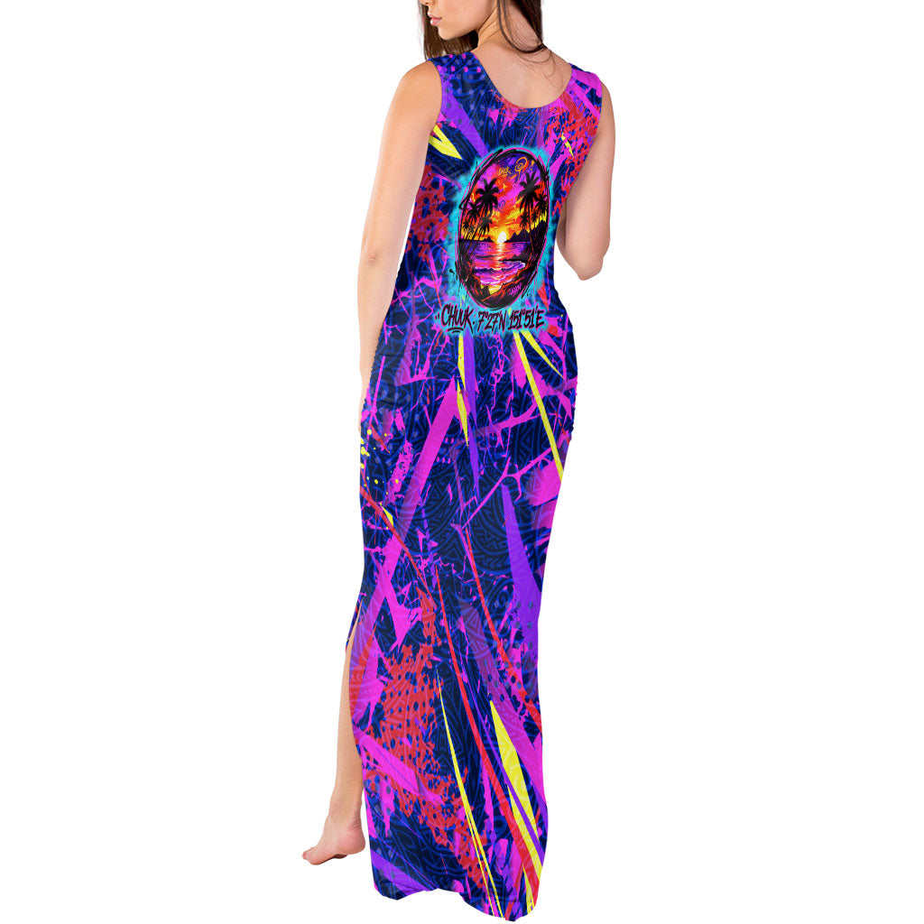 Chuuk Tropical Sunset Coordinates Tank Maxi Dress Neon Graffiti Polynesian Tribal