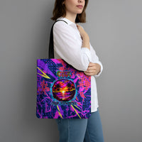 Chuuk Tropical Sunset Coordinates Tote Bag Neon Graffiti Polynesian Tribal