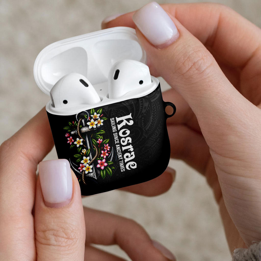 Kosrae Nautical Heritage AirPods Case Polynesian Tribal Anchor With Plumeria Tropical Art