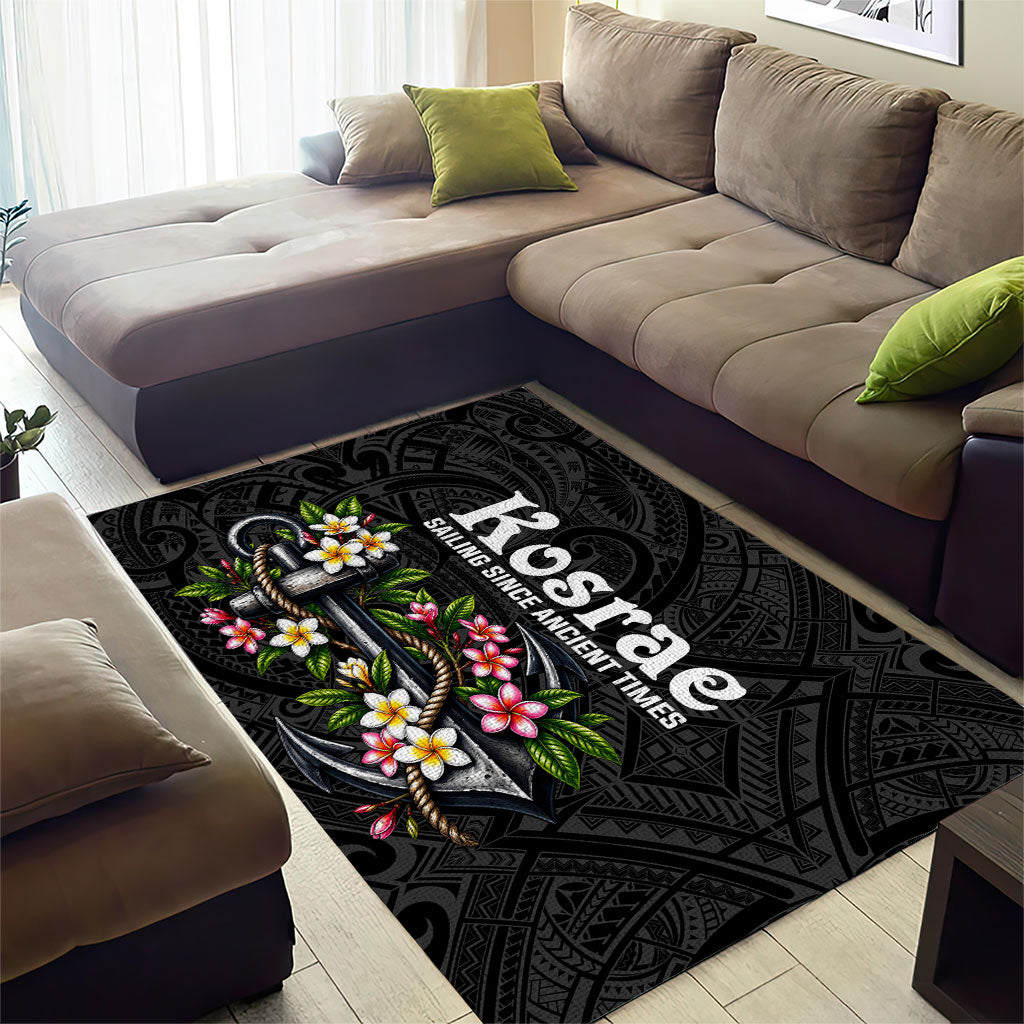 Kosrae Nautical Heritage Area Rug Polynesian Tribal Anchor With Plumeria Tropical Art