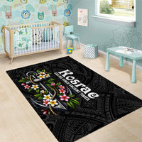 Kosrae Nautical Heritage Area Rug Polynesian Tribal Anchor With Plumeria Tropical Art