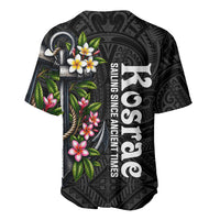Kosrae Nautical Heritage Baseball Jersey Polynesian Tribal Anchor With Plumeria Tropical Art