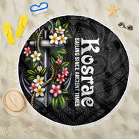 Kosrae Nautical Heritage Beach Blanket Polynesian Tribal Anchor With Plumeria Tropical Art