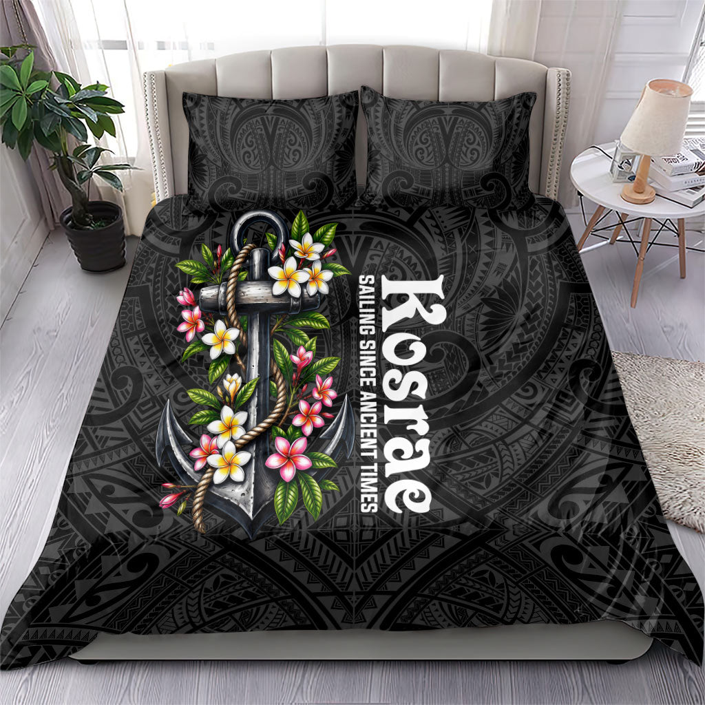 Kosrae Nautical Heritage Bedding Set Polynesian Tribal Anchor With Plumeria Tropical Art